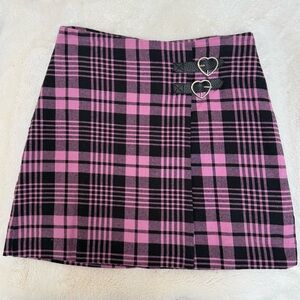 Lazy Oaf Pink and Black Mini Skirt with Slit